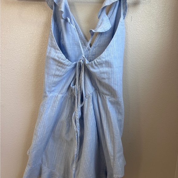 Simple Light Blue Ruffle Mini Dress - Picture 5 of 5